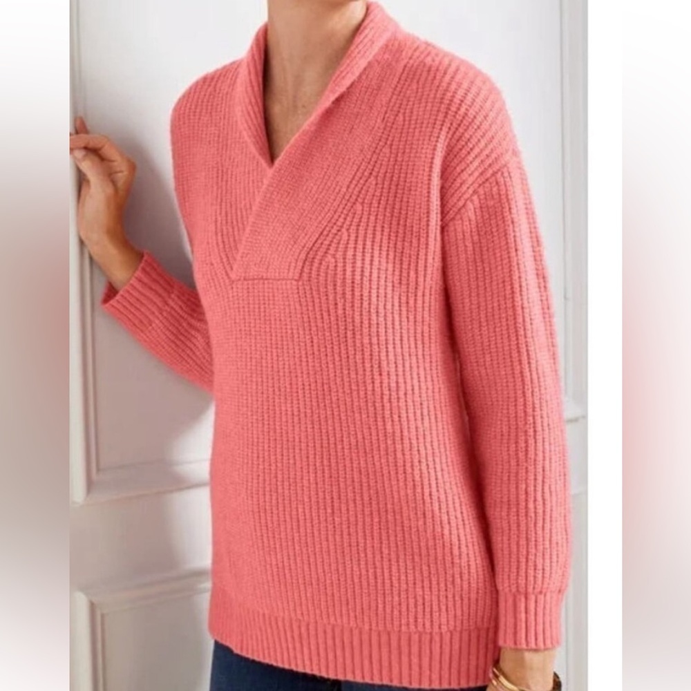 Talbots pink Shaw collared sweater